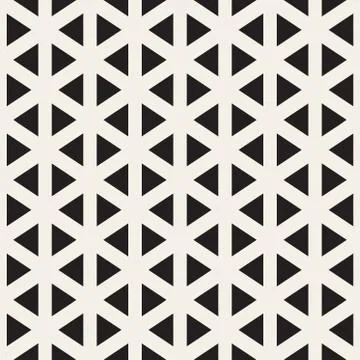 Vector Seamless Black And White Triangle Lines Grid Pattern 스톡 일러스트