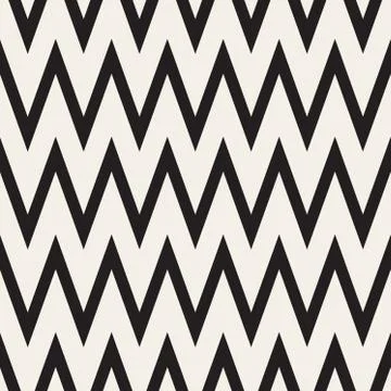 Vector Seamless Black and White ZigZag Horizontal Lines Geometric Pattern Stock Illustration