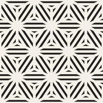 Vector Seamless Black And White Cube Lines Grid Pattern 스톡 일러스트