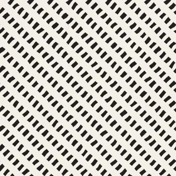 Vector Seamless Black And White Hand Drawn Diagonal Lines Rectangles Pattern Stock Illustration