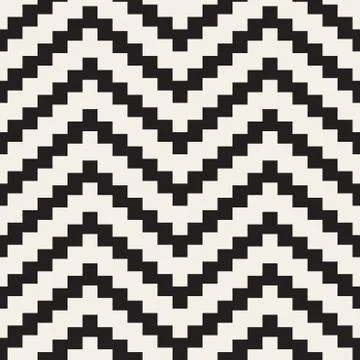 Vector Seamless Black and White ZigZag Jagged Lines Geometric Pattern Illustrazione stock