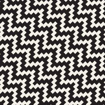 Vector Seamless Black and White Diagonal ZigZag Jagged Pattern Stock Illustration