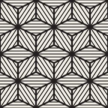 Vector Seamless Black And White Cube Lines Grid Pattern Illustrazione stock