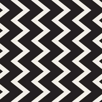 Vector Seamless Black and White Vertical ZigZag Lines Geometric Pattern Stock Illustration