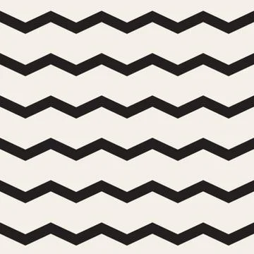 Vector Seamless Black and White ZigZag Horizontal Lines Geometric Pattern Stock Illustration