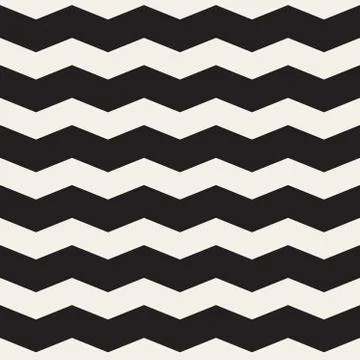Vector Seamless Black and White Horizontal ZigZag Lines Geometric Pattern Illustrazione stock