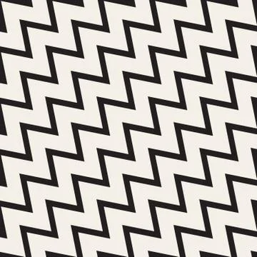 Vector Seamless Black and White ZigZag Diagonal Lines Geometric Pattern Illustrazione stock