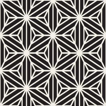 Vector Seamless Black And White Star Lines Grid Pattern 스톡 일러스트
