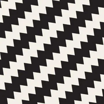 Vector Seamless Black and White ZigZag Diagonal Lines Geometric Pattern Illustrazione stock
