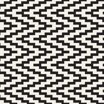 Vector Seamless Black and White ZigZag Jagged Lines Geometric Pattern Stock Illustration