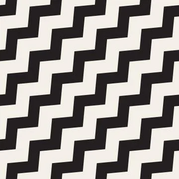 Vector Seamless Black and White ZigZag Diagonal Lines Geometric Pattern Illustrazione stock
