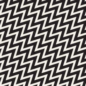 Vector Seamless Black and White ZigZag Diagonal Lines Geometric Pattern Illustrazione stock