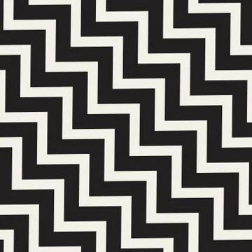 Vector Seamless Black and White ZigZag Diagonal Lines Geometric Pattern 스톡 일러스트