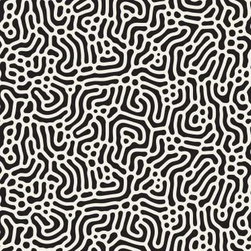 Vector Seamless Black and White Organic Lines Pattern Stockillustratie