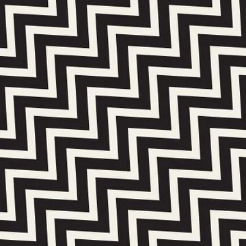 Vector Seamless Black and White ZigZag Diagonal Lines Geometric Pattern 스톡 일러스트