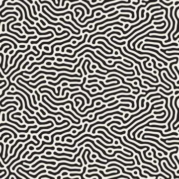 Vector Seamless Black and White Organic Lines Pattern Stock Illustration