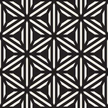 Vector Seamless Black and White Line Grid Geometric Pattern Illustrazione stock