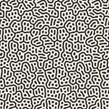 Vector Seamless Black and White Organic Lines Pattern 스톡 일러스트