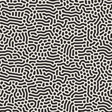 Vector Seamless Black and White Organic Lines Pattern イラスト素材