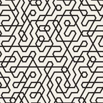 Vector Seamless Black and White Irregular Lines Pattern 库存插图