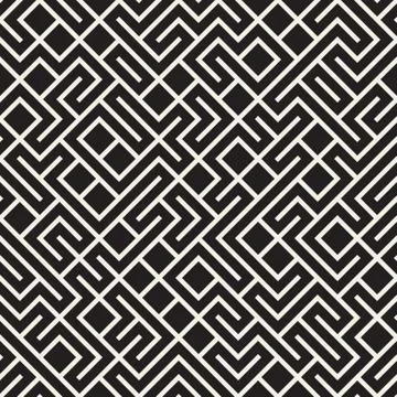 Vector Seamless Black and White Maze Lines Pattern Illustrazione stock