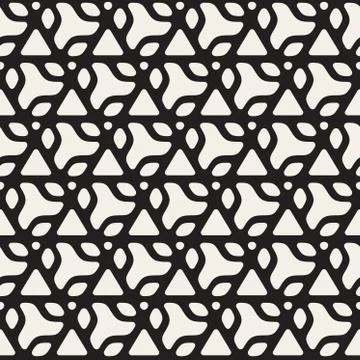Vector Seamless Black and White Rounded Triangle Shapes Pattern Illustrazione stock