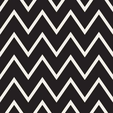 Vector Seamless Black and White ZigZag Horizontal Lines Geometric Pattern Stock Illustration