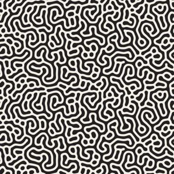 Vector Seamless Black and White Organic Lines Pattern 스톡 일러스트
