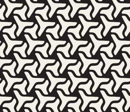 Vector Seamless Black and White Rounded Triangle Shapes Pattern Stock Illustration