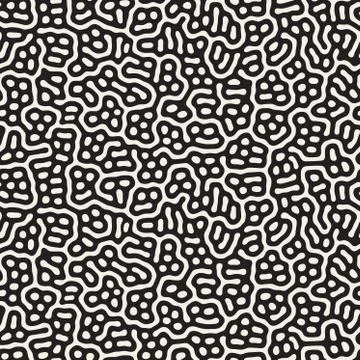 Vector Seamless Black and White Organic Lines Pattern イラスト素材