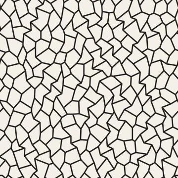 Vector Seamless Black and White Jagged Lines Mosaic Pattern Stock Illustration