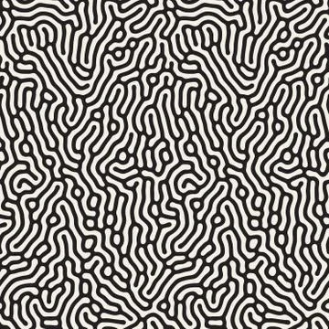Vector Seamless Black and White Organic Lines Pattern Stockillustratie