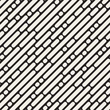 Vector Seamless Black and White Rounded Diagonal Lines Pattern Illustrazione stock