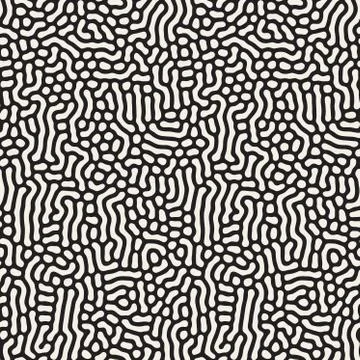 Vector Seamless Black and White Organic Lines Pattern Stock Illustration