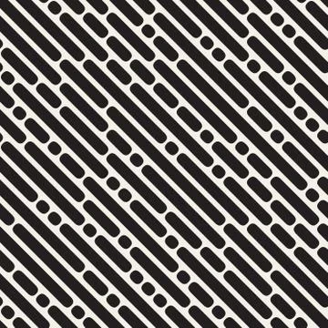 Vector Seamless Black and White Rounded Diagonal Lines Pattern Illustrazione stock