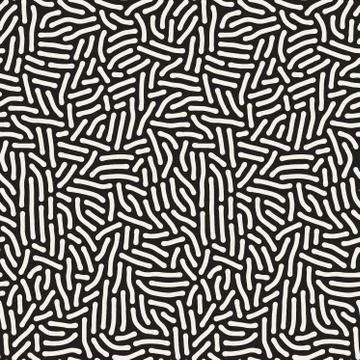 Vector Seamless Black and White Organic Lines Pattern Illustrazione stock