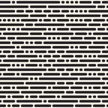 Vector Seamless Black and White Irregular Rounded Dash Lines Pattern 스톡 일러스트