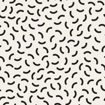 Vector Seamless Black and White Arc Lines Jumble Pattern Stock Illustration