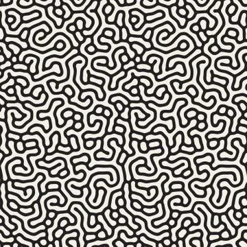 Vector Seamless Black and White Organic Lines Pattern 库存插图