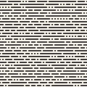 Vector Seamless Black and White Irregular Rounded Dash Lines Pattern 스톡 일러스트