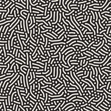 Vector Seamless Black and White Organic Lines Pattern Stock Illustration