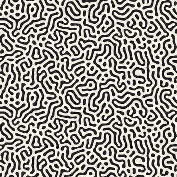 Vector Seamless Black and White Organic Lines Pattern Illustrazione stock