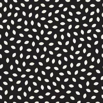 Vector Seamless Black and White Ellipse Shape Jumble Pattern Stock Illustration