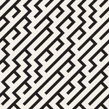 Vector Seamless Black And White Irregular Diagonal Lines Pattern Illustrazione stock