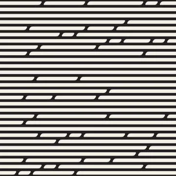 Vector Seamless Black and White Irregular Rounded Dash Lines Pattern イラスト素材