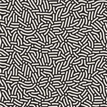 Vector Seamless Black and White Organic Lines Pattern Illustrazione stock
