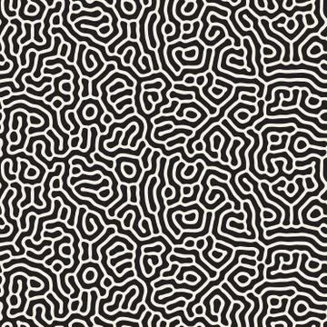 Vector Seamless Black and White Organic Lines Pattern イラスト素材