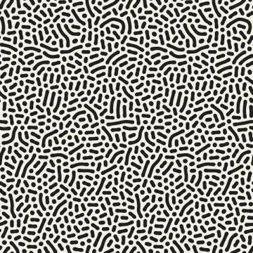Vector Seamless Black and White Organic Lines Pattern 库存插图