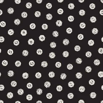 Vector Seamless Black And White Jumble Hand Drawn Circles Pattern Illustrazione stock