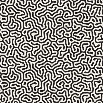 Vector Seamless Black and White Organic Lines Pattern Stockillustratie